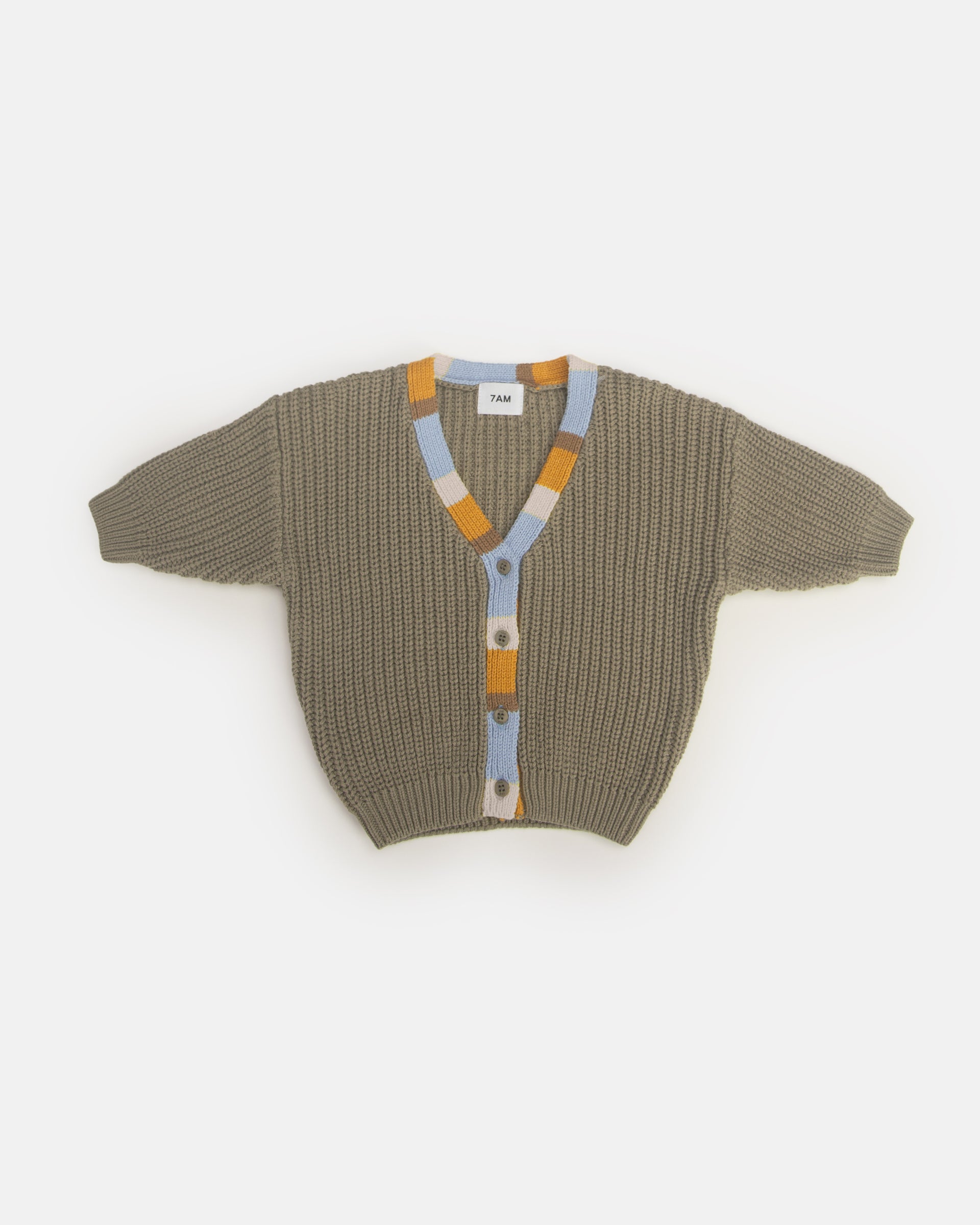 7AM Enfant Cardigan Chunky Olive 6 12M